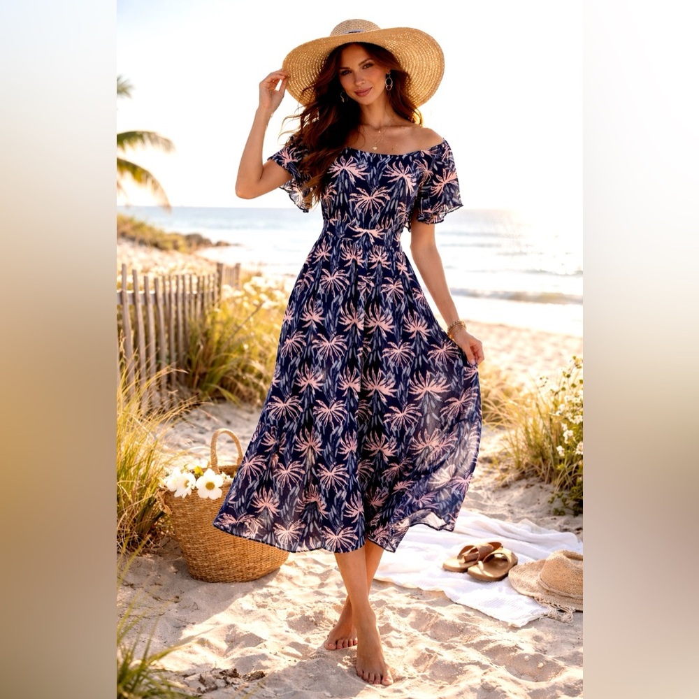 Madewell Tie-Waist Midi Shirtdress • Size M (Runs Large) • Navy/Print